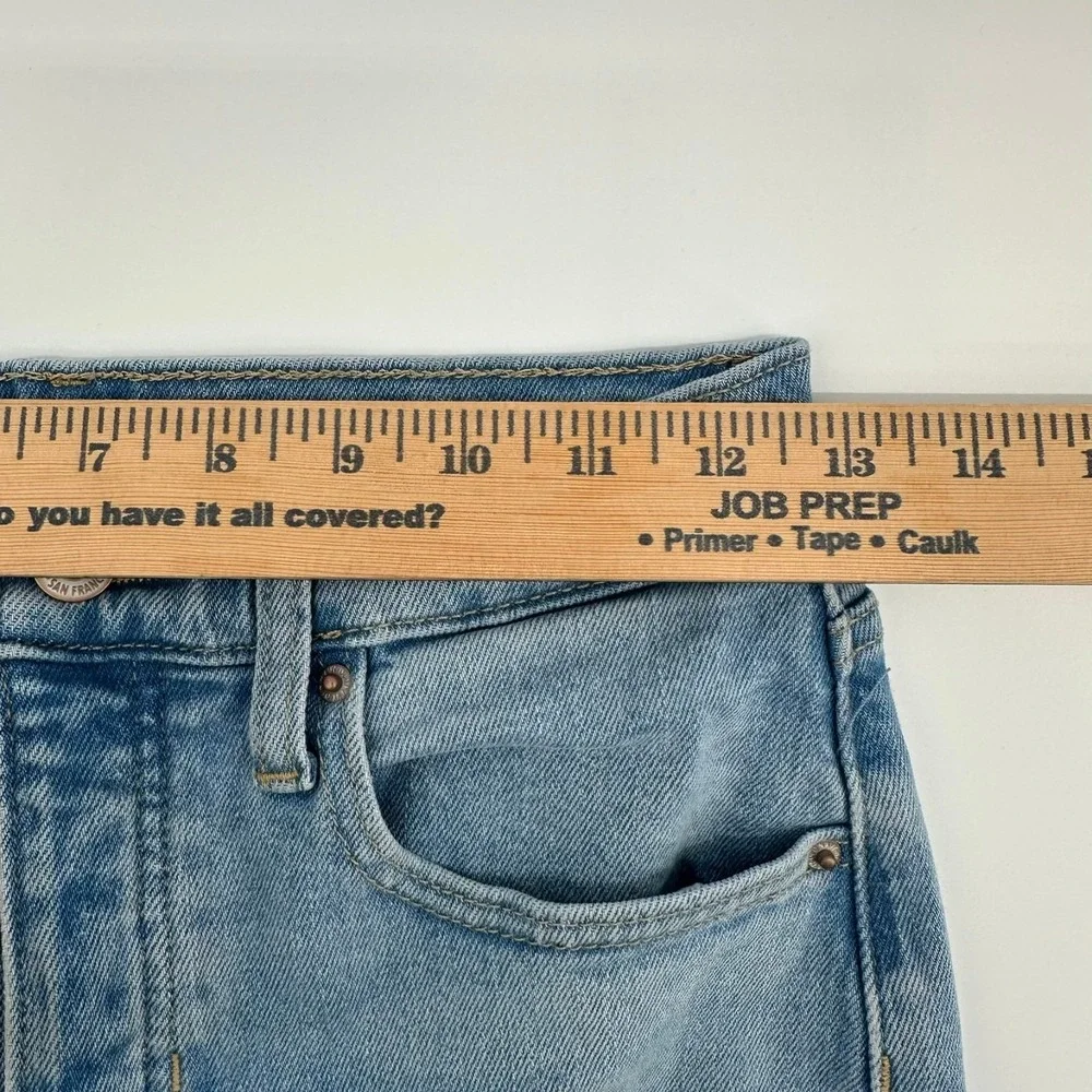 Old Navy O.G. Straight Jeans Girls 12 Blue Denim High-Rise Button Fly Distressed